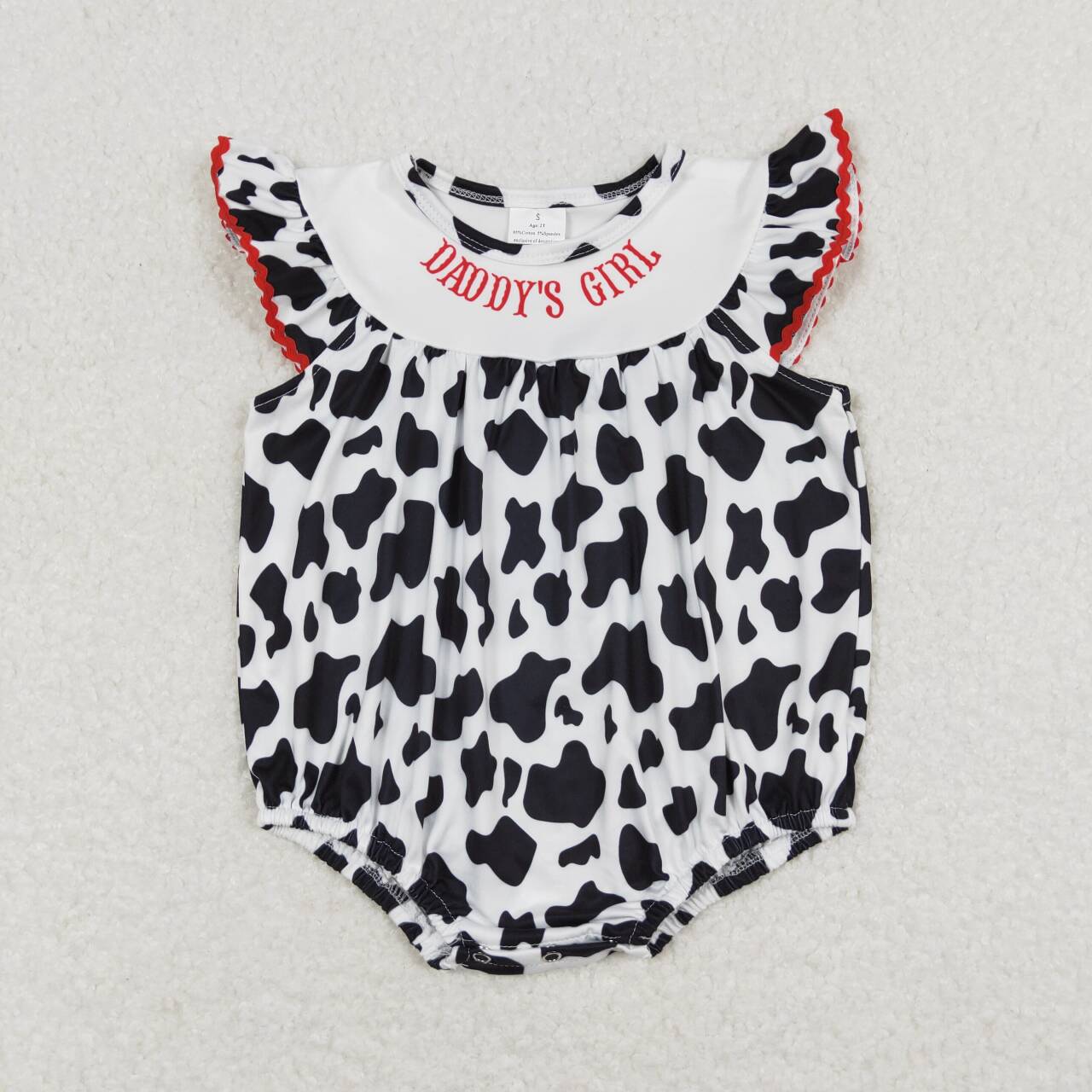 Cow Embroidered Daddy's Girls Baby Romper