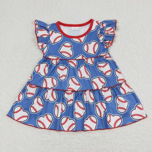 Blue Baseball PrintTier Short Flutter Shirt