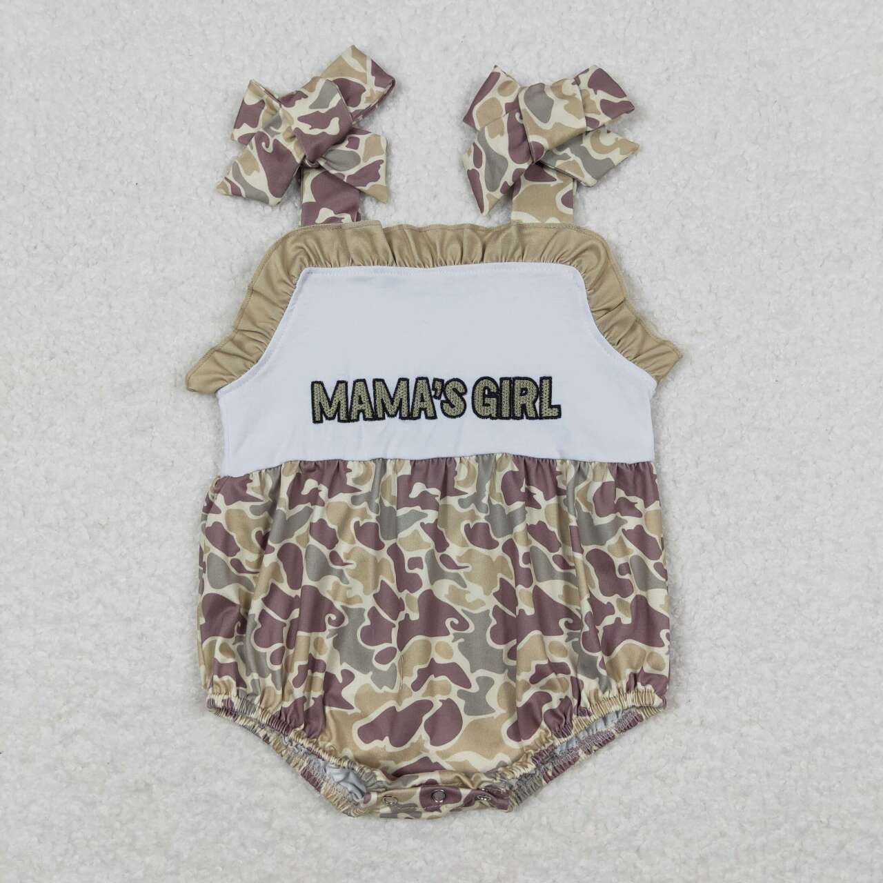 Camo Embroidered MAMA'S Girls Baby Romper