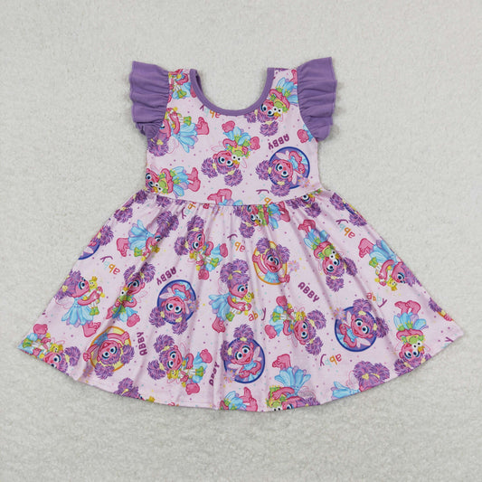 Purple Cartoon Big Girls Dress