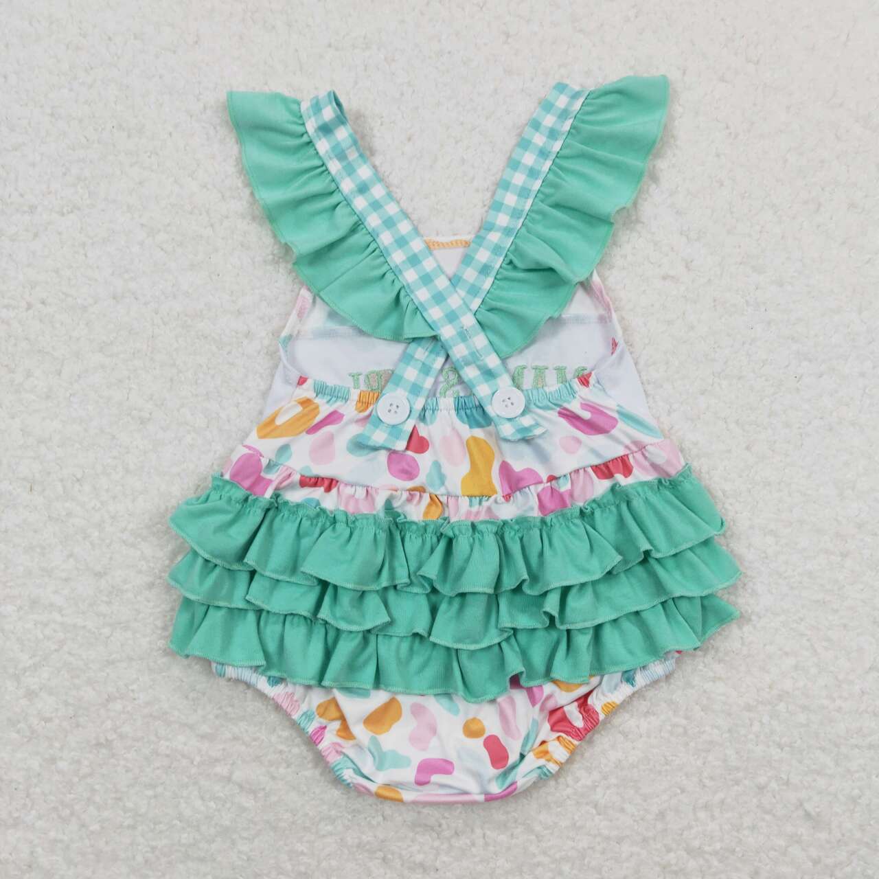 colorful Leopard Print embroidery MAMA'S Girls Baby Romper
