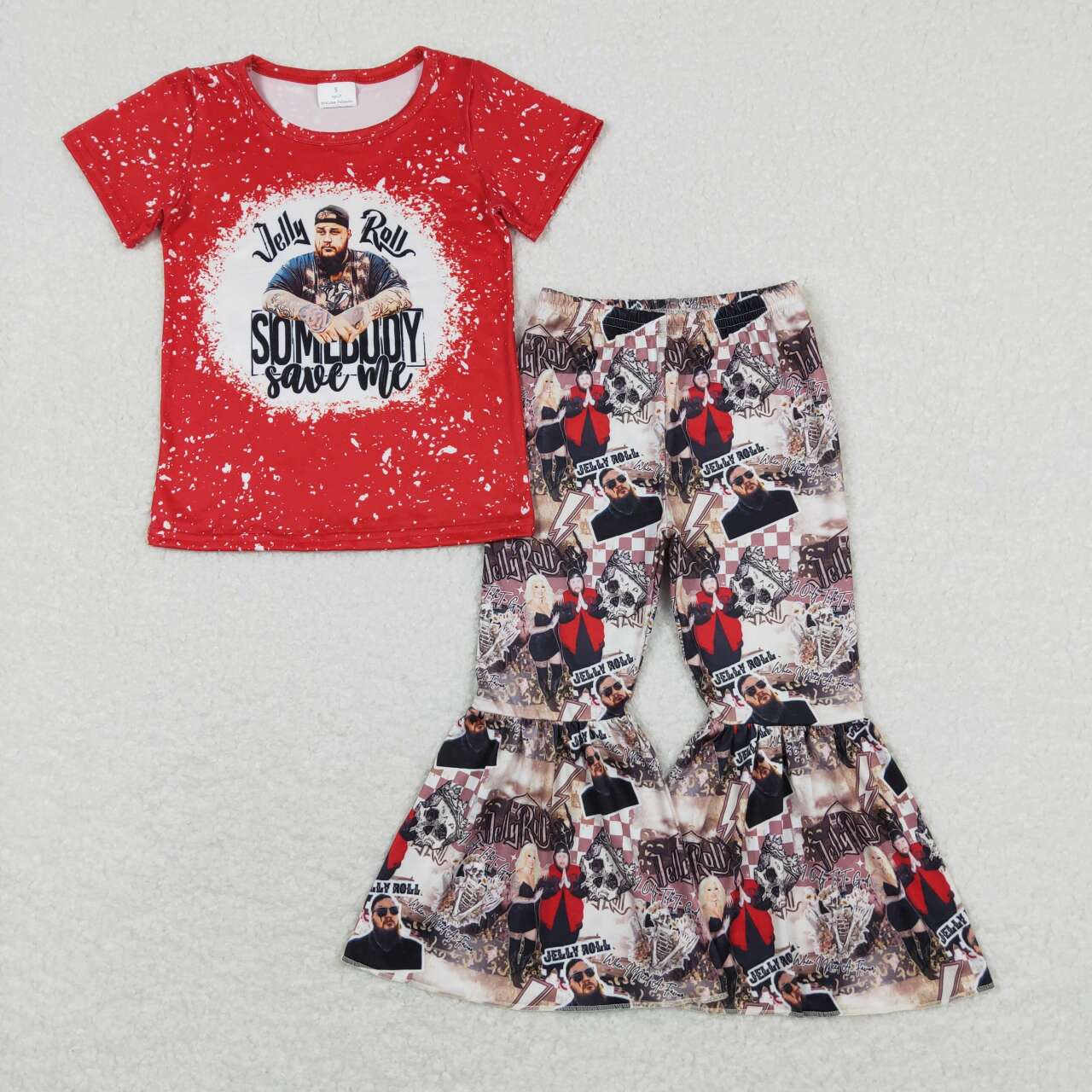 Red Cartoon Bell pants Girls Set
