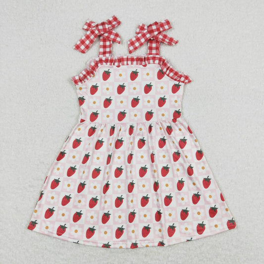 strawberry Red Plaid Girls Dress
