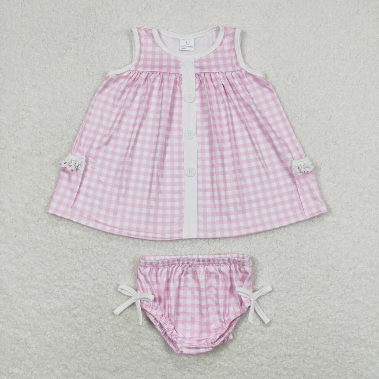 Pink plaid Bummies Girls Set