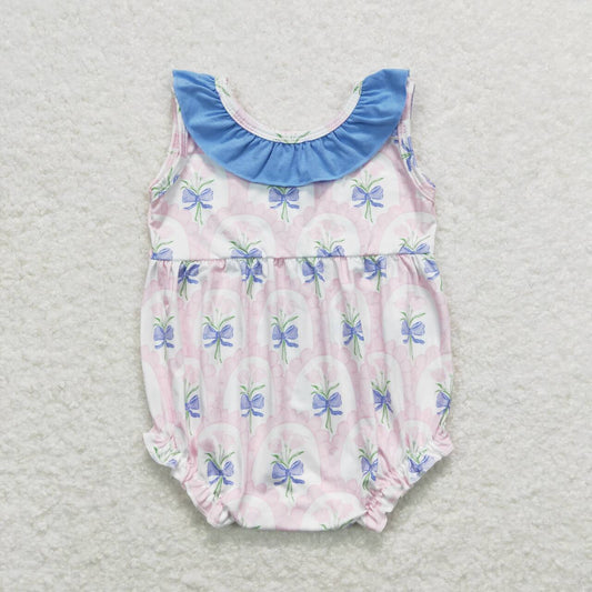 Pink flower sleeveless Baby Romper