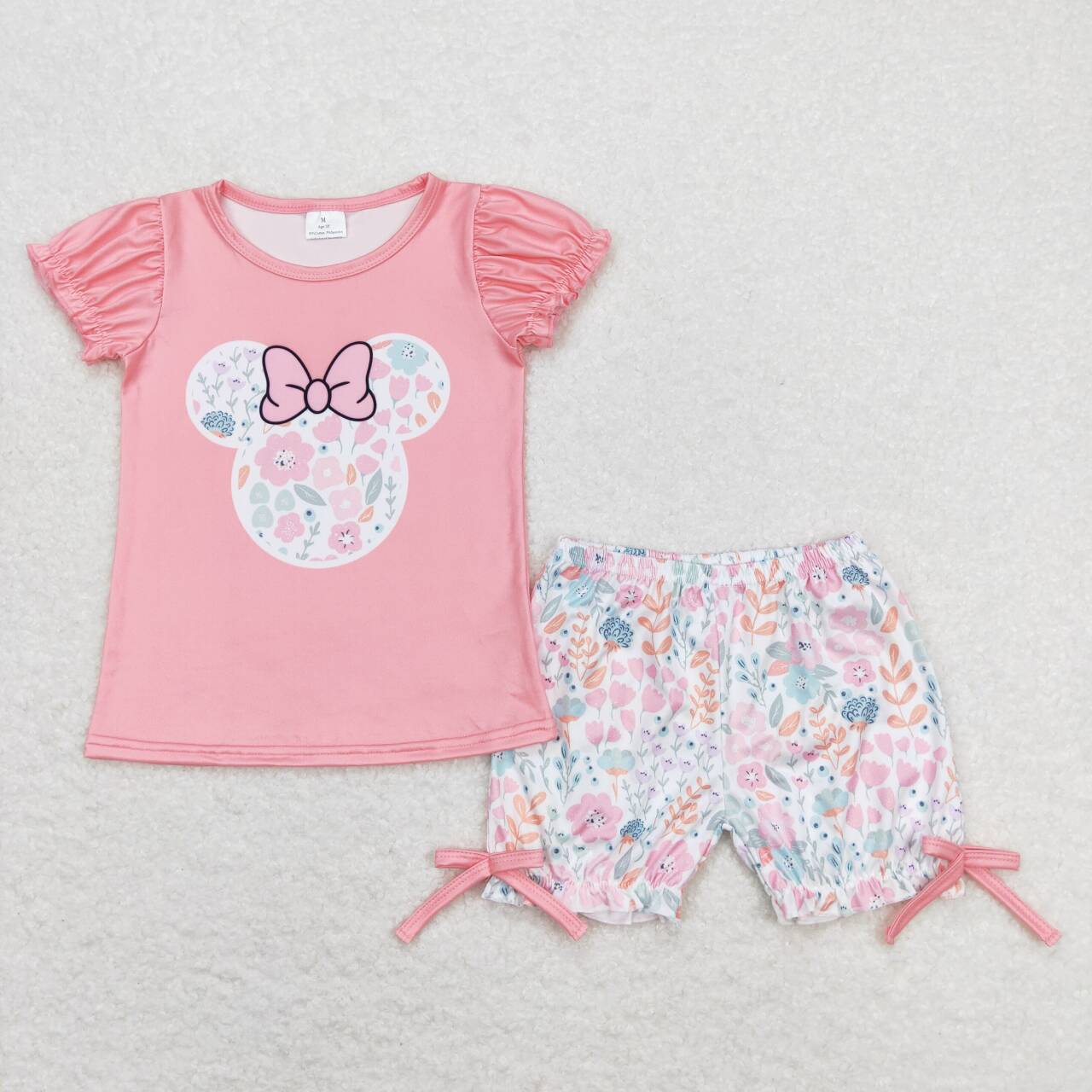 Pink flower Cartoon Short Summer Girls Suit
