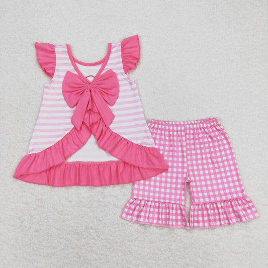 Pink embroidered i love DAD Stripe Girls set