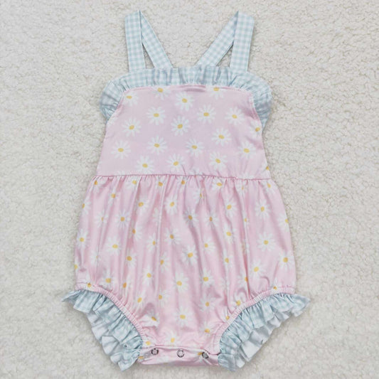 pink flower baby romper