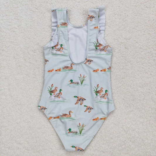 Duck print one piece Swimsuit
