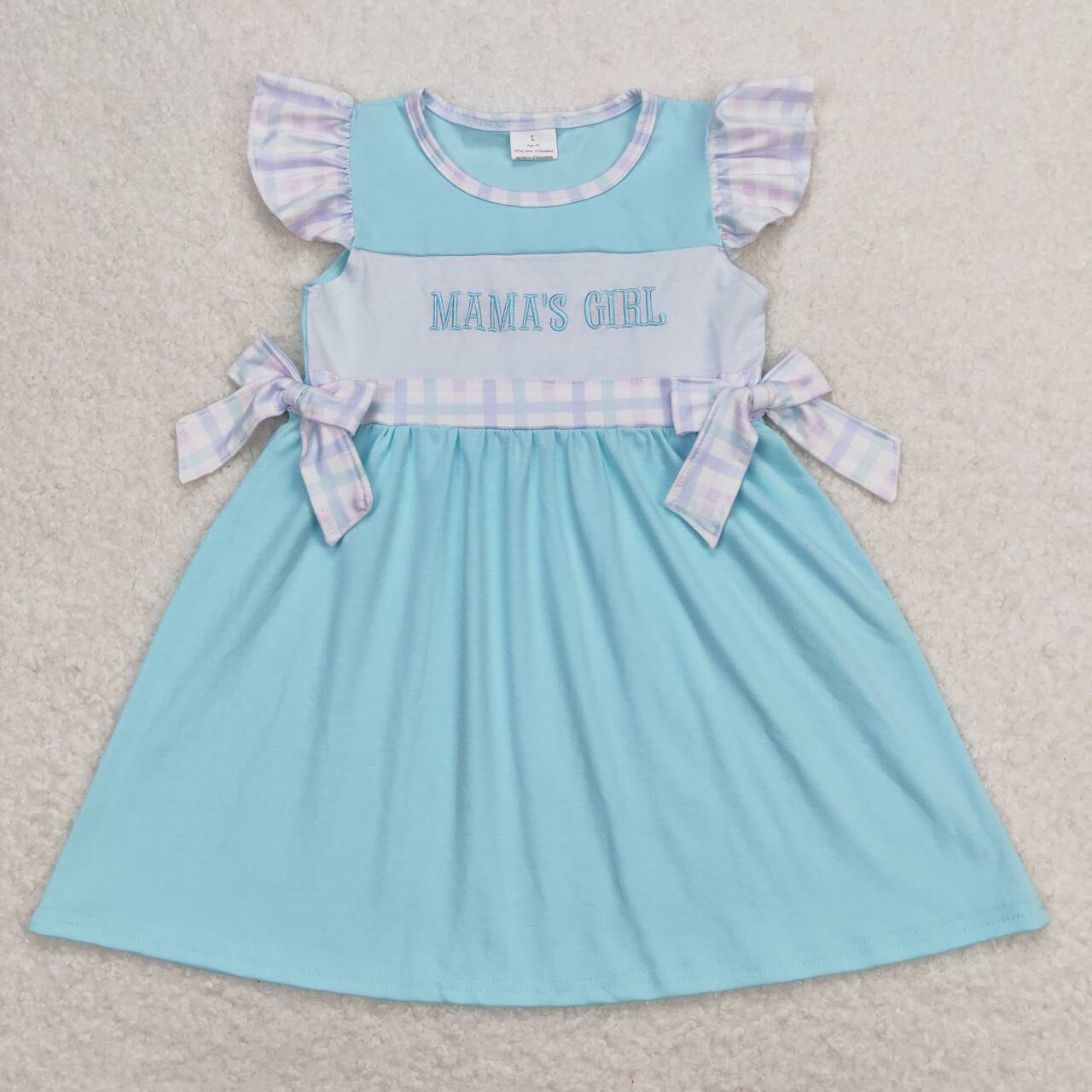 Blue Embroidery MAMA'S Girls Dress