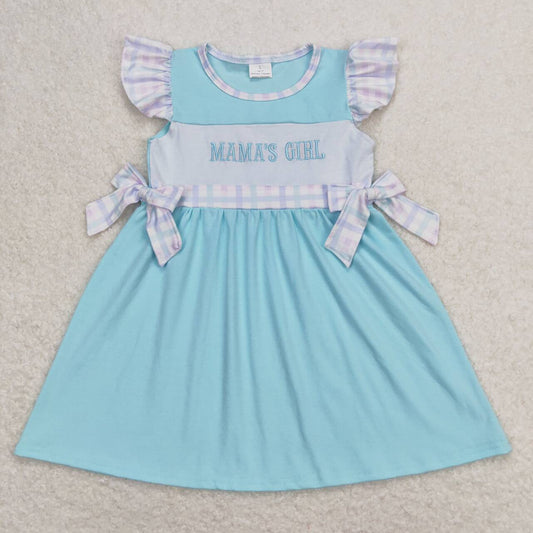 Blue Embroidery MAMA'S Girls Dress