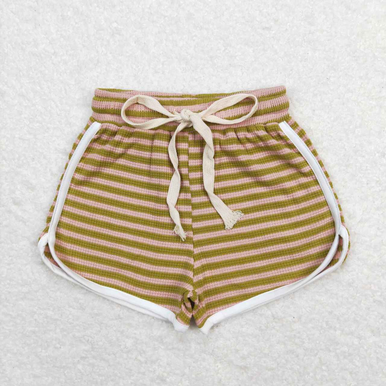 Green stripes print Girls Shorts