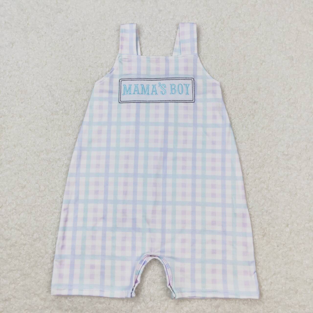 plaid embroidery MAMA'S print Baby Romper