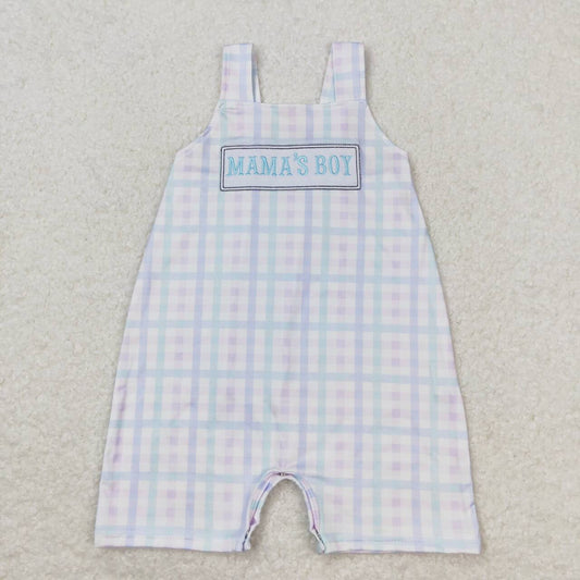 plaid embroidery MAMA'S print Baby Romper