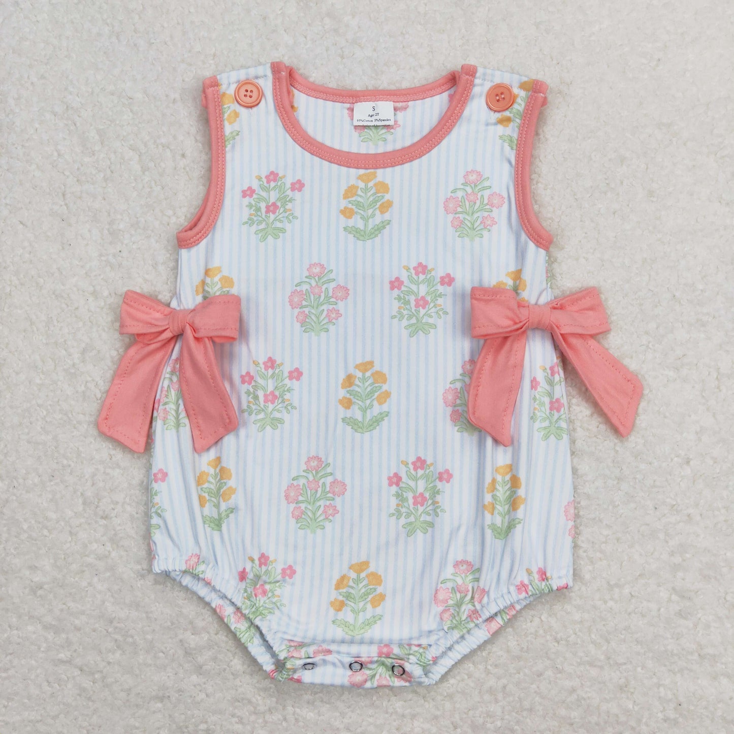 blue striped flower Baby Romper