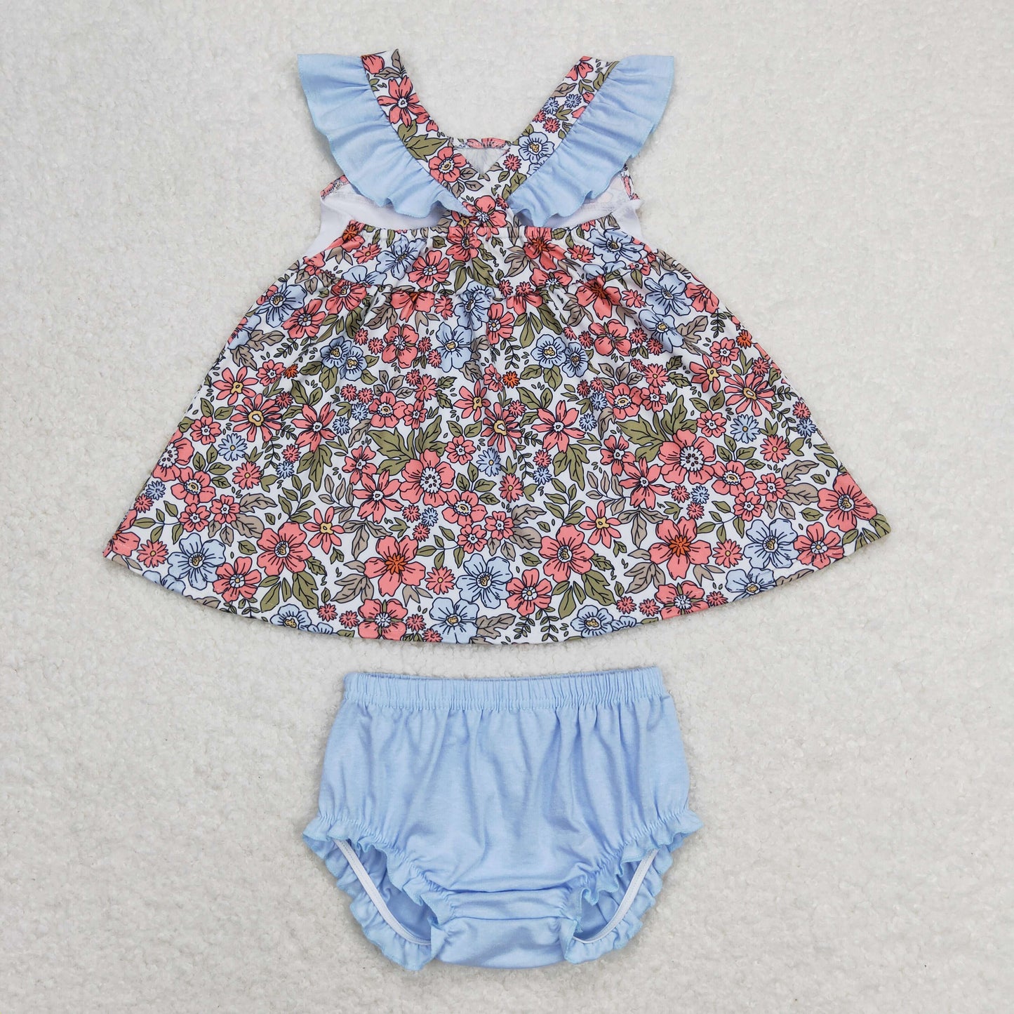 embroidery flower Ruffle Girl's Bummies