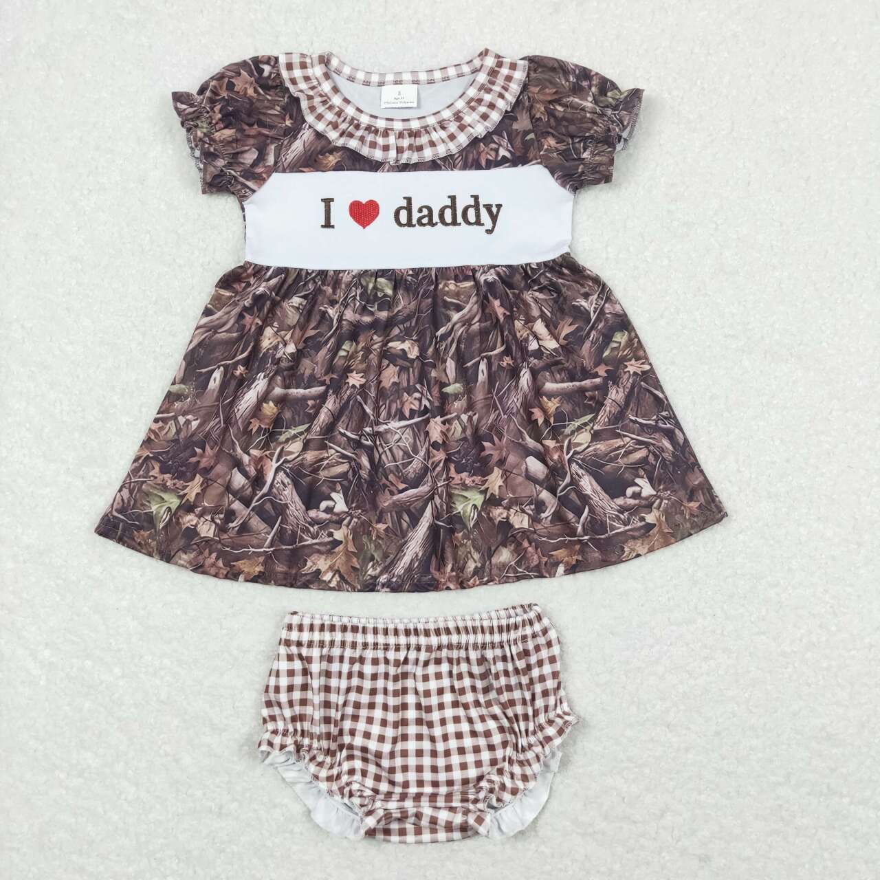 Camo i love daddy plaid Bummies Girls Set