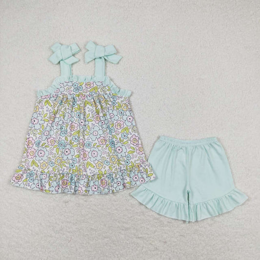 Blue flower Girls Suit