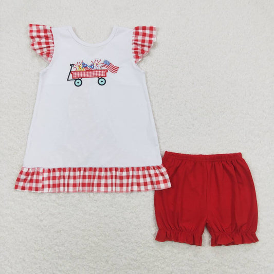 july of 4th Embroidered Car Girls Suit