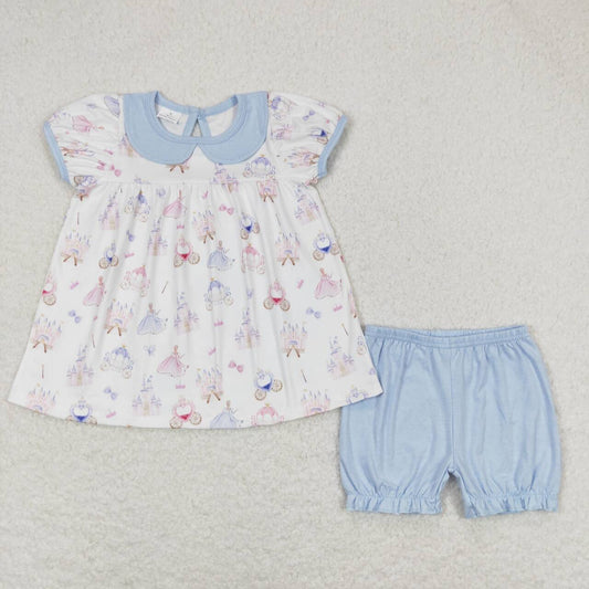 castle print short sleeve Girls Set