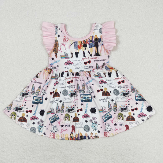 Pink Cartoon Girls Dress