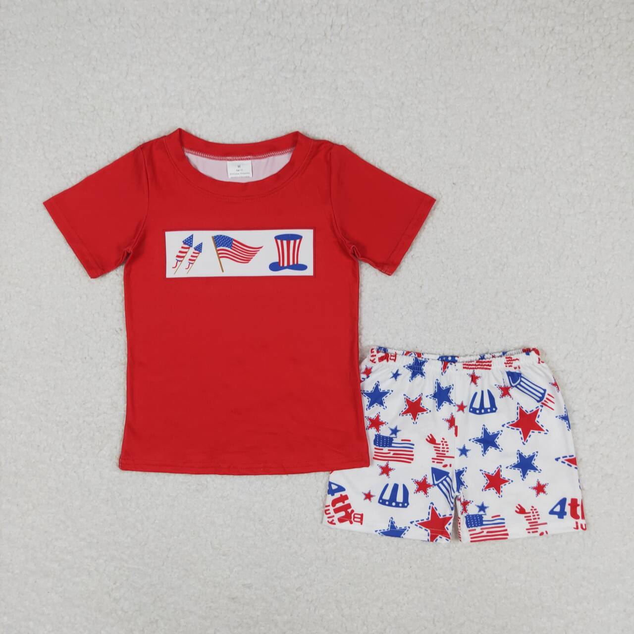 july of 4th red Star shorts boy set