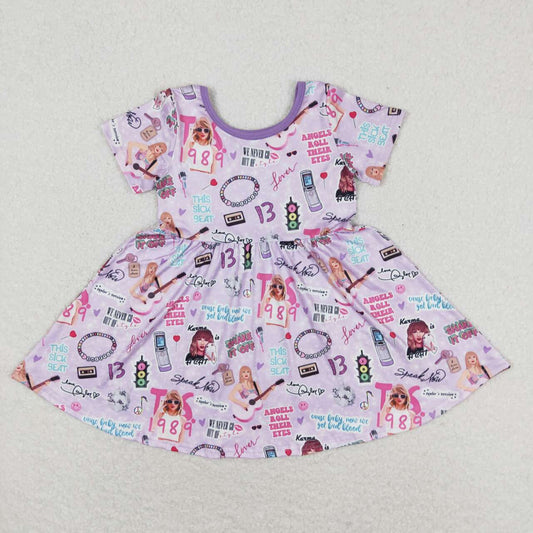 Pink Cartoon Girls Dress