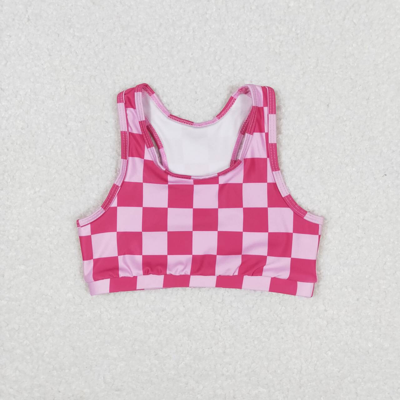 Pink Plaid swimsuit swim wear beach wear