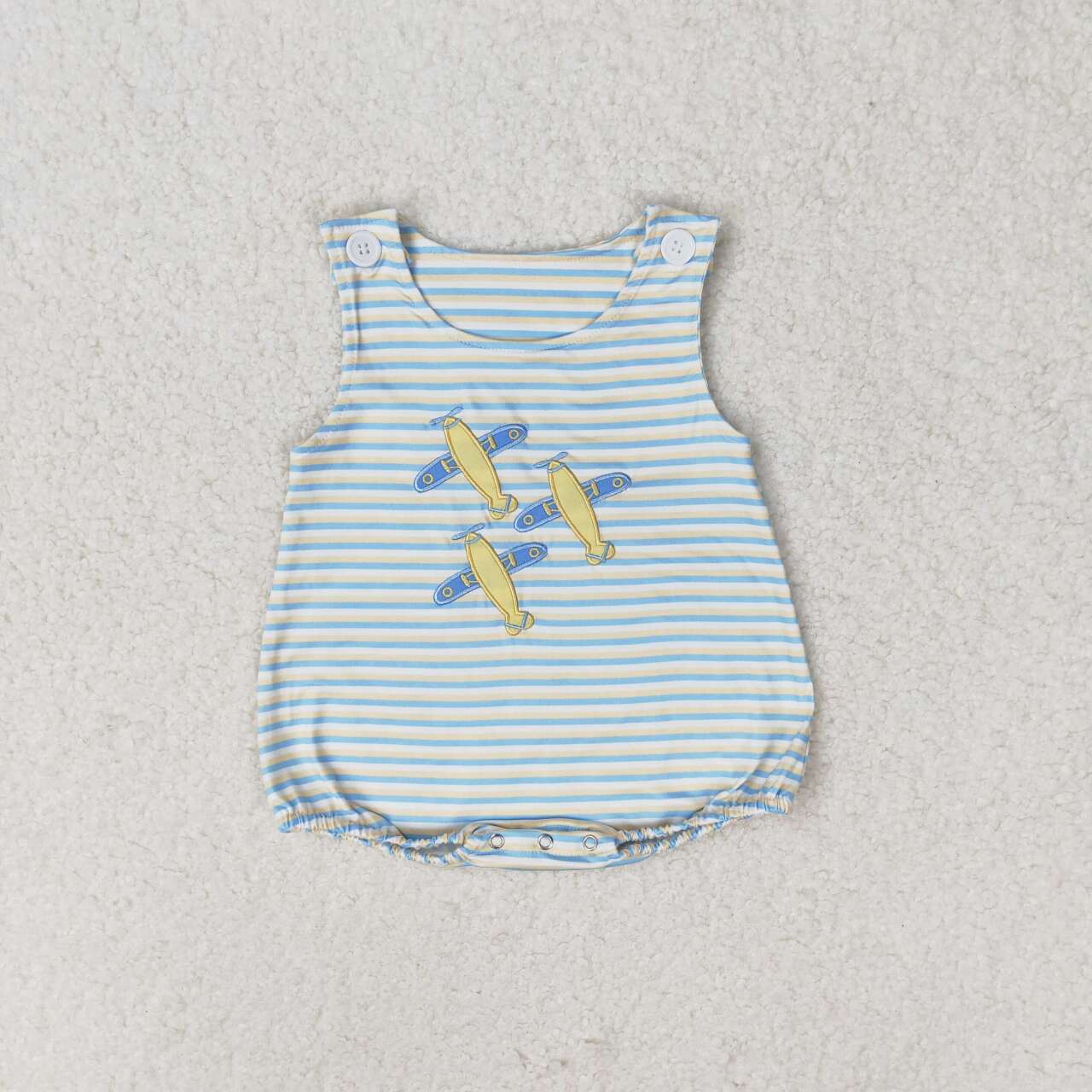 striped airplane sleeveless embroidered Baby Romper