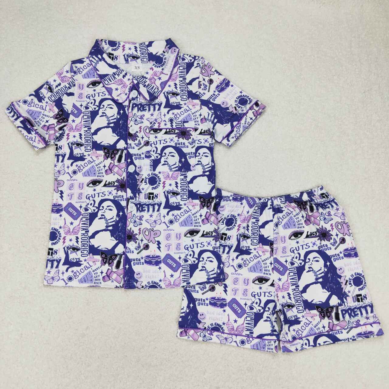Adult purple cartoon short pajamas