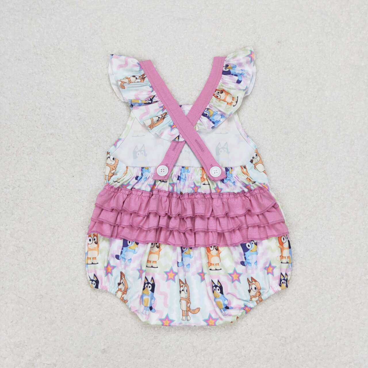 pink purple cartoon dog print Baby Romper