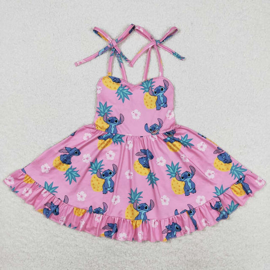 Pink Cartoon sleeveless Girls Dress