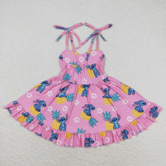 Pink Cartoon sleeveless Girls Dress