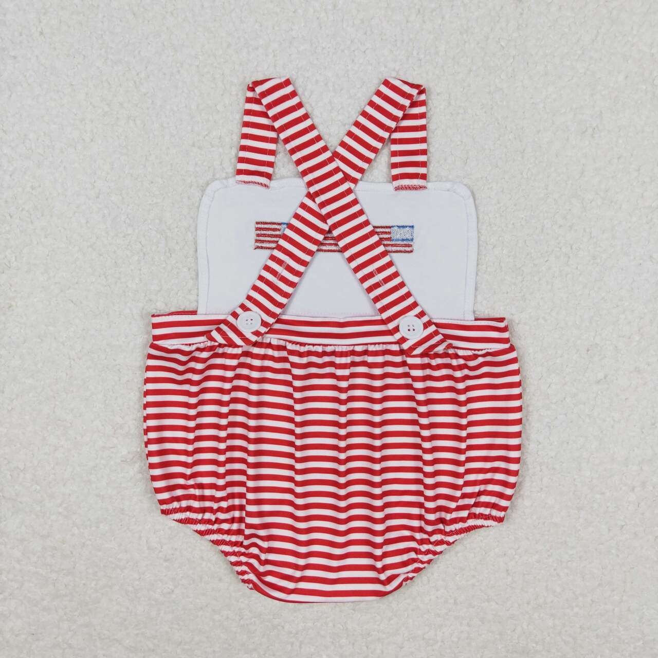 July of 4th Embroidered Red flag Baby Romper