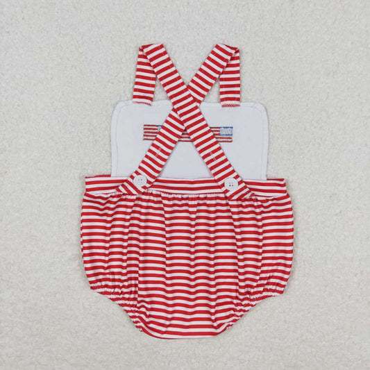 July of 4th Embroidered Red flag Baby Romper