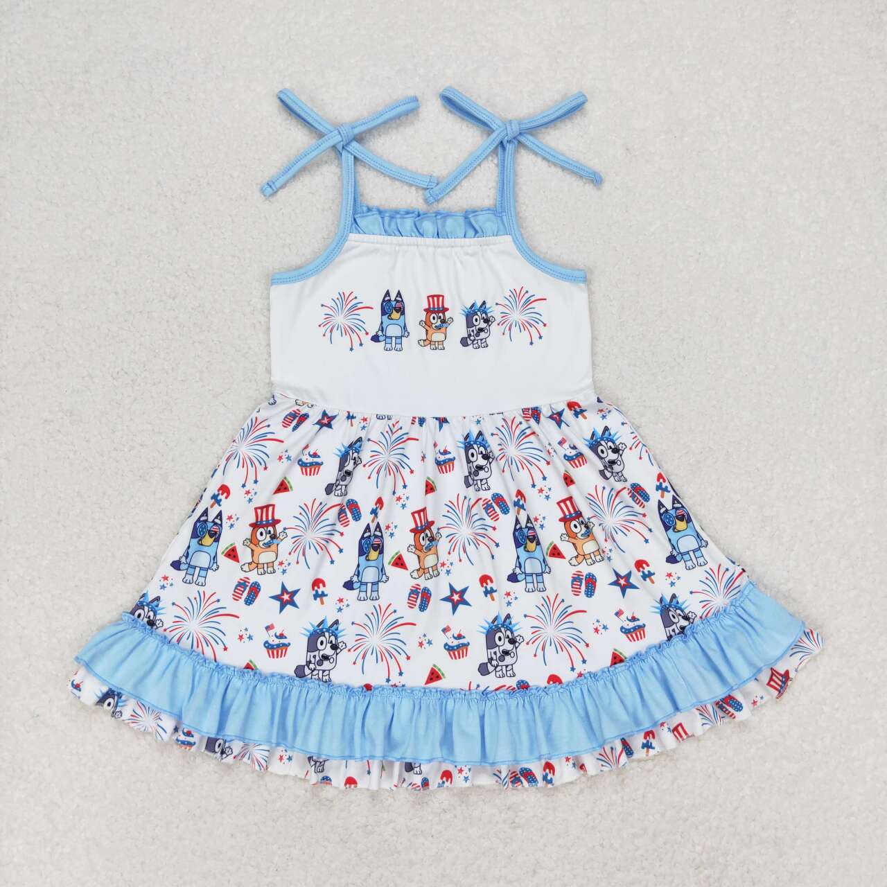 July of 4th Cartoon Dog print Girls Dress