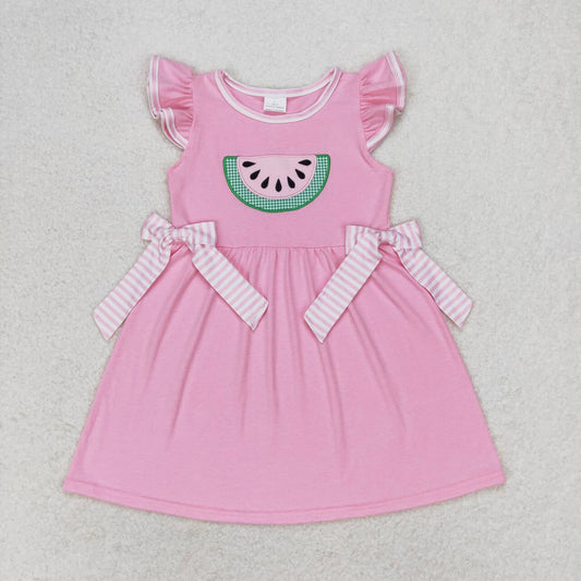 Pink watermelon embroidery Girls Dress