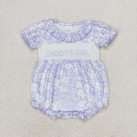 purple flower Daddy's Girls print Baby Romper