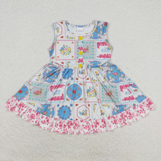 flower sleeveless Girls Dress