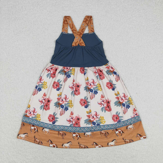 Navy flower Girls Dress
