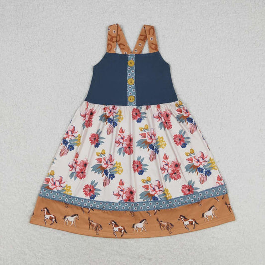 Navy flower Girls Dress