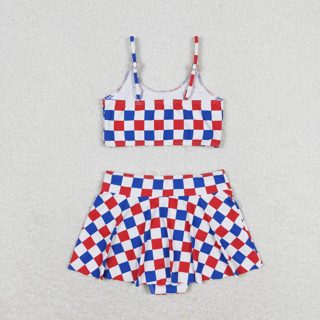 july of 4th 2pc plaid print sleeve Swimsuit