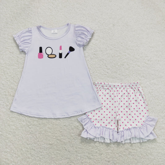 Purple short sleeve Girls Suit