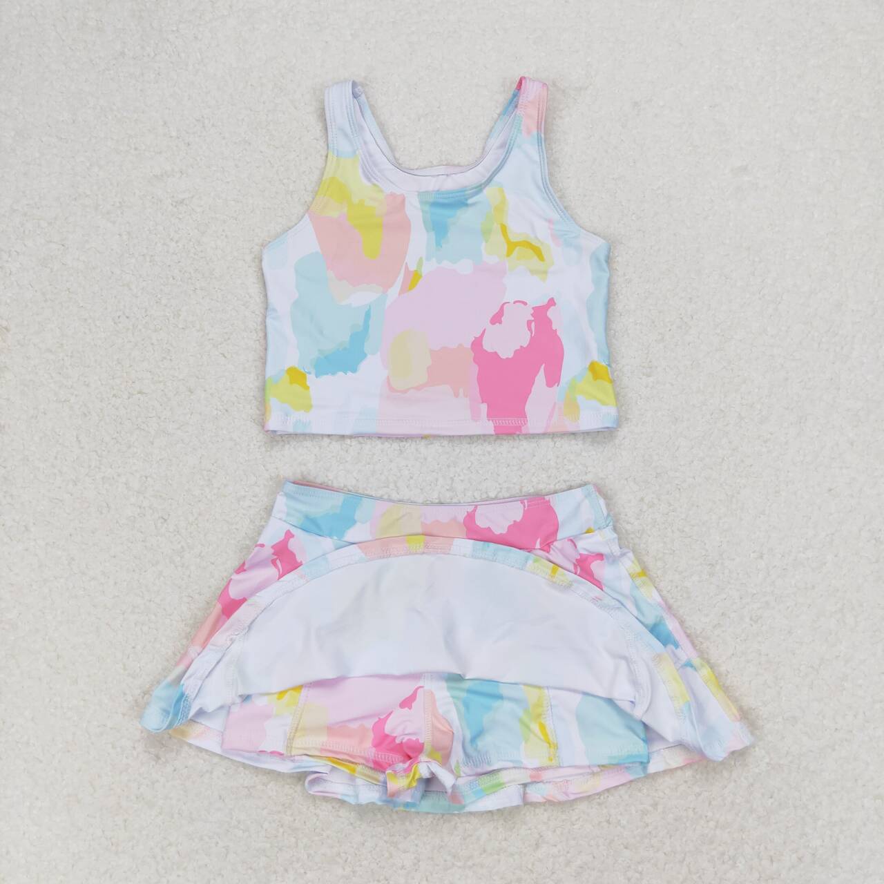 tie dye print sleeve Swimsuit