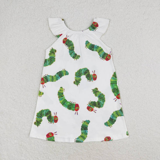 Caterpillar print sleeveless Girls Dress