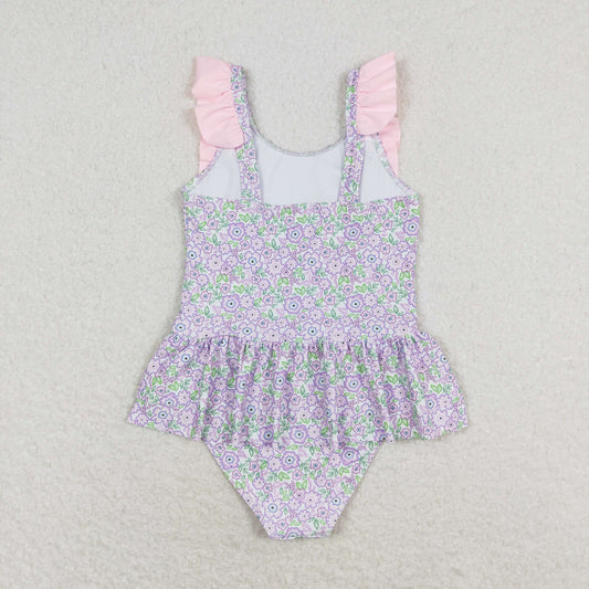 flower one piece print Swimsuit