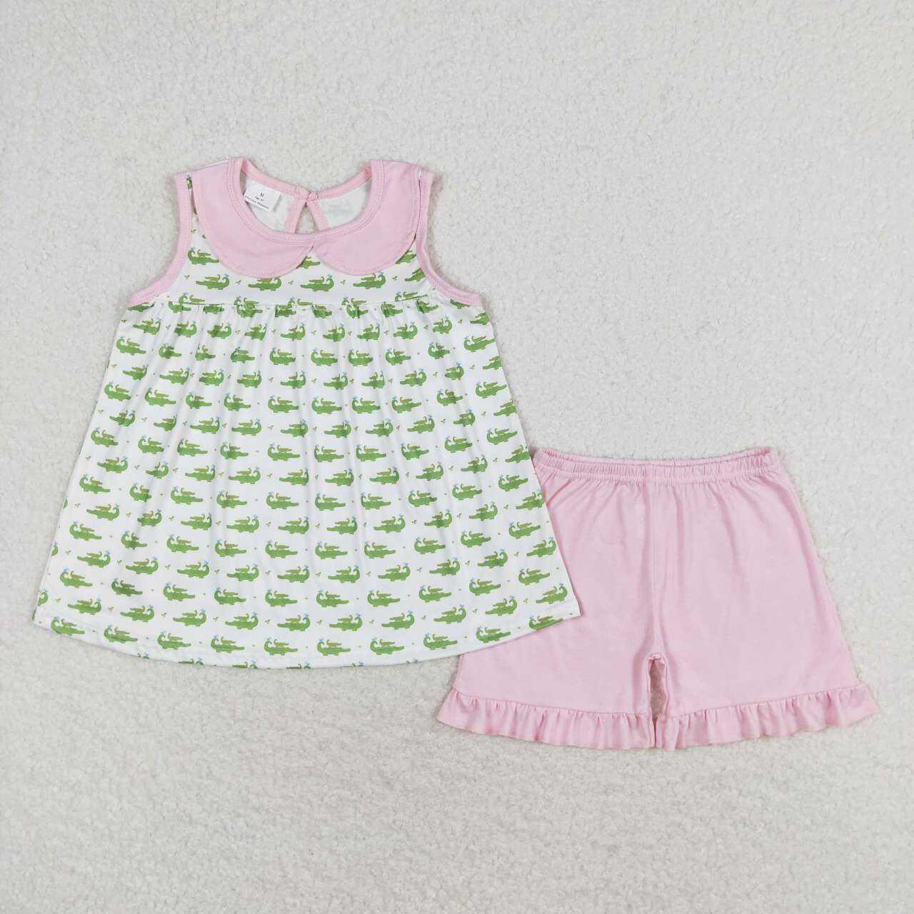 green crocodile print Girls Set