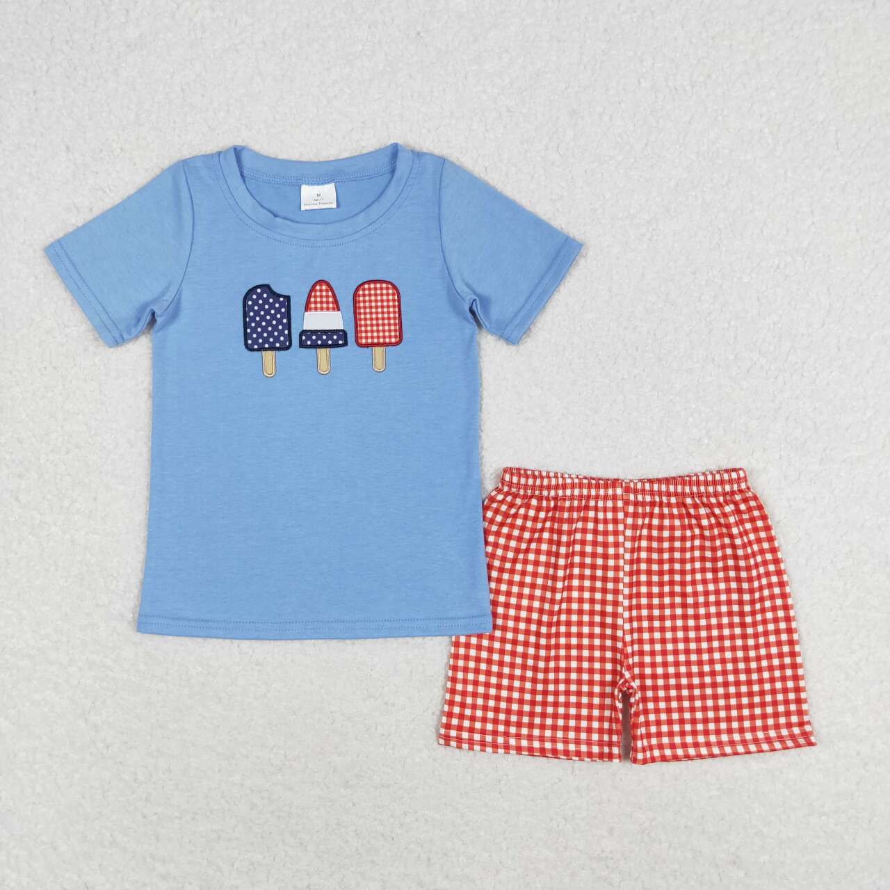July of 4th embroidery icecream print Boy Set