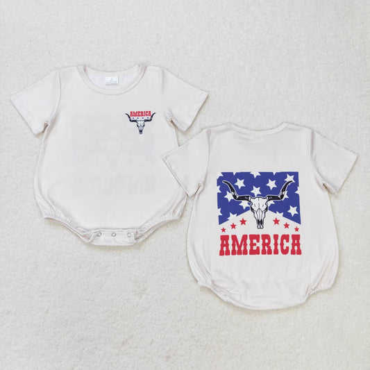 July of 4th cow print Baby Romper