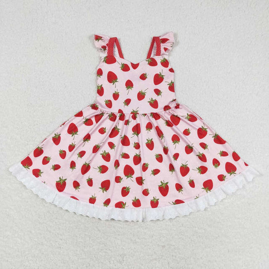 strawberry Print Girls Dress